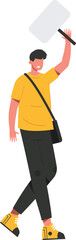 Man holding banner illustration