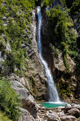 Fototapeta na wymiar Waterfall Gregorcic near Vrsno and under the Mount Krn Slovenia