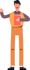Cartoon man waving hand