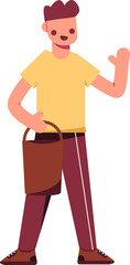 Cartoon man waving hand