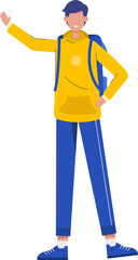 Cartoon man waving hand