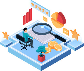 Fototapeta premium Investment and virtual finance isometric