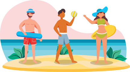 Obraz na płótnie Canvas People bathing suits on the beach