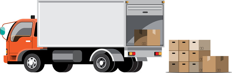 Cartoon box truck illustration © Johnstocker