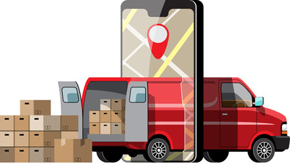 Cartoon parcel and mail delivery service and tracking app