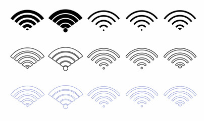 wifi icon set isolated on white background