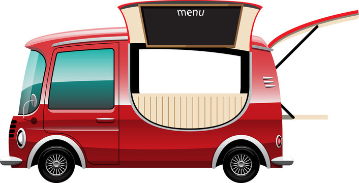 Cartoon food truck vehicle illustration