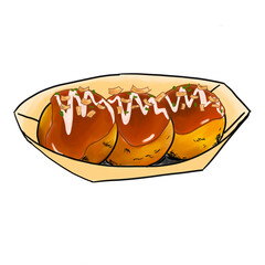 Japanese food  Takoyaki illustration draw and Paint  