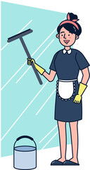 Cleaning service worker character