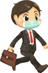 Businessman wears medical mask