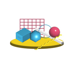 3d rendering colorful geometric shapes