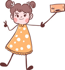 Girl selfie on smartphone