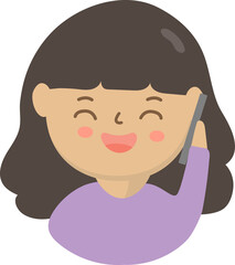 Woman character talking on mobile