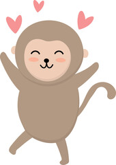 Monkey character with hearts