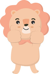 Obraz premium Lion character showing thumbs up