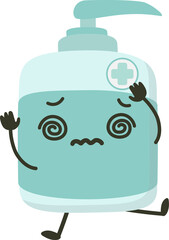 Alcohol gel bottle character dizzying