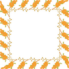 Naklejka na ściany i meble a square frame made of sea buckthorn branches for a poster of a postcard banner