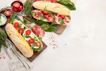 Fresh baguette sandwiches.