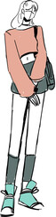 Hand Drawing of Fashion Woman