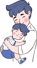 Father holds the son
