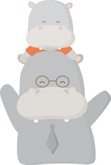 Hippo father with his baby