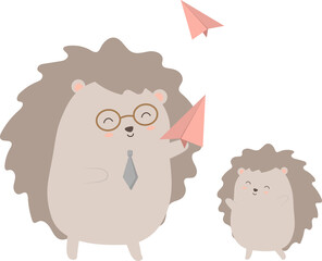 Hedgehog father with his baby