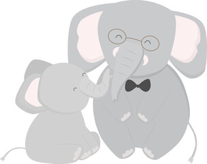Elephant father with his baby