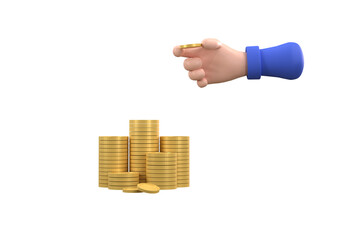 coins in hands. saving money concept.