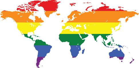 a LGBTQ symbol. Rainbow world map, The most widely known worldwide is the pride symbol representing LGBT pride.