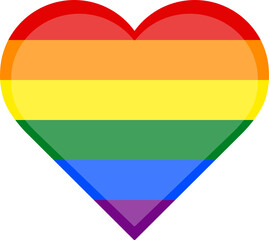 Vector image of a LGBTQ in heart shape. Pride symbol in heart shape. Rainbow flag, The most widely known worldwide is the pride flag representing LGBT pride.	