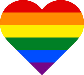 Vector image of a LGBTQ in heart shape. Pride symbol in heart shape. Rainbow flag, The most widely known worldwide is the pride flag representing LGBT pride.	