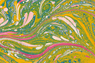 Abstract marble floral pattern texture. Traditional art of Ebru marbling