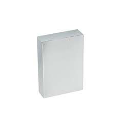 Silver rectangle box mockup, Png file.