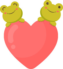 Couple frog with heart illustration