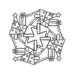 Fototapeta premium Coloring Christmas Mandala for kid