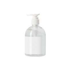 Hand sanitizer in a clear pump bottle mockup, Png file.