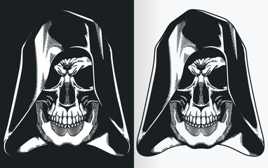 Vintage Death Reaper Skull Hooded Silhouette