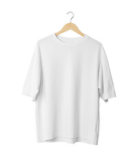 White oversize T shirt mockup hanging, Png file.