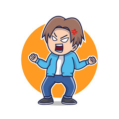Cartoon flat angry boy vector
