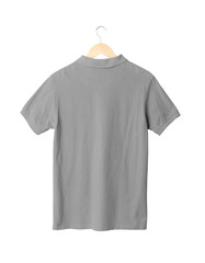 Gray Polo shirt mockup hanging, Png file.