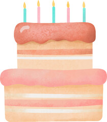 Watercolor birthday cake illustration
