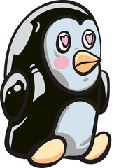 Penguin in Valentine Illustration