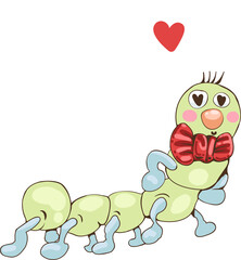 Worm in Valentine Illustration