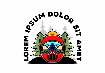 Obraz premium a trail helmet with a pine tree beside