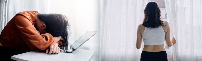 panic attacks alone young girl sad fear stressful depressed emotional.crying use hand cover face...