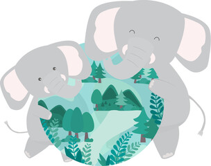 Animal saving the planet Illustration