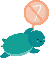 Turtle holding no plastic sign