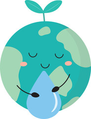 Planet cartoon character planting