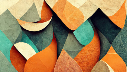 Abstract Neo Memphis style background with grainy texture. Trendy contemporary art. 3D illustration.
