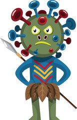 Virus character in traditional tribal costume